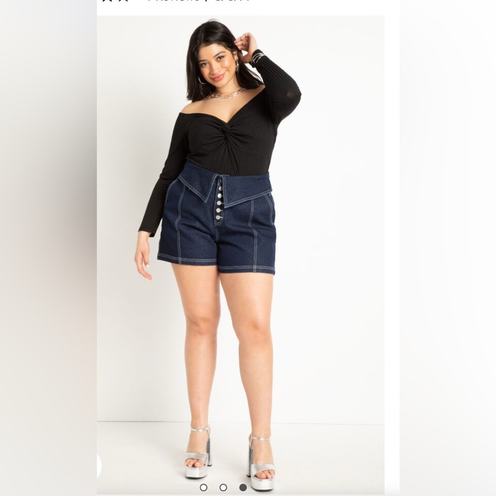 ELOQUII Foldover Waist Short with Button‎ Detail Size 18